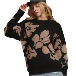 Umgee Floral Long Sleeve Sweater size L